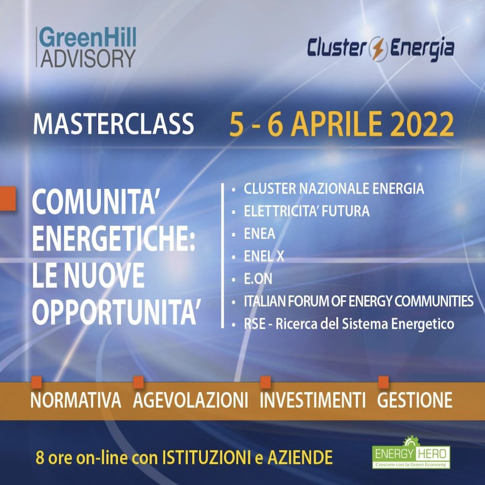 Anteprima Master Class ‘Comunità Energetiche’ – 11 marzo 2022 ore 15:30 online